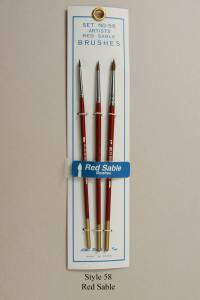 Atlas Brush Red Sable Round Brush Set (3)