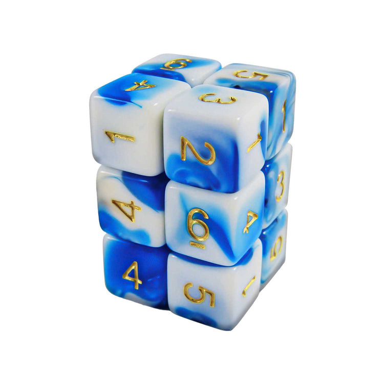 Green Stuff World 12x D6 16mm Dice - Blue White