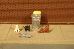 Bachmann SceneScapes Cats w/ Garbage Can (6) (HO Scale)
