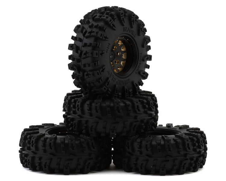 Injora 1.3" Deep Dish Brass Micro Crawler Beadlock Wheels w/Swamp Claw Tires