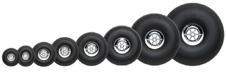 DuBro Treaded Chrome Wheels, 2-1/2 Diameter (2)