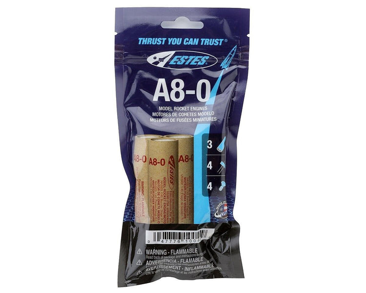 Estes A8-0 Model Rocket Engines, (3pk)