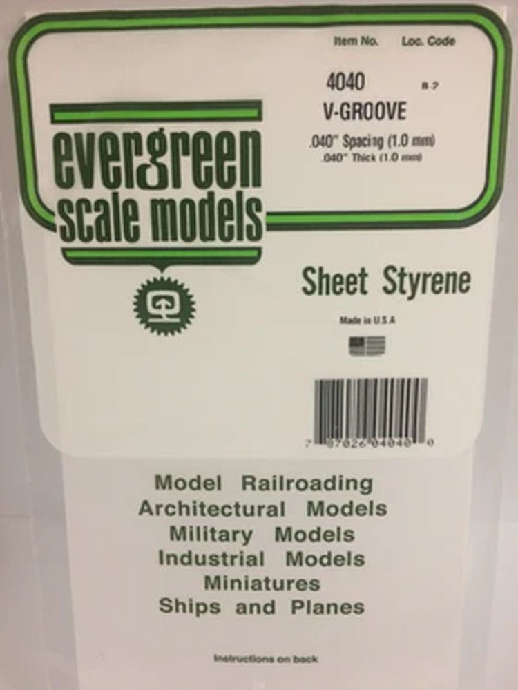 Evergreen Scale Models V-Groove .040'' Sp EVG14040