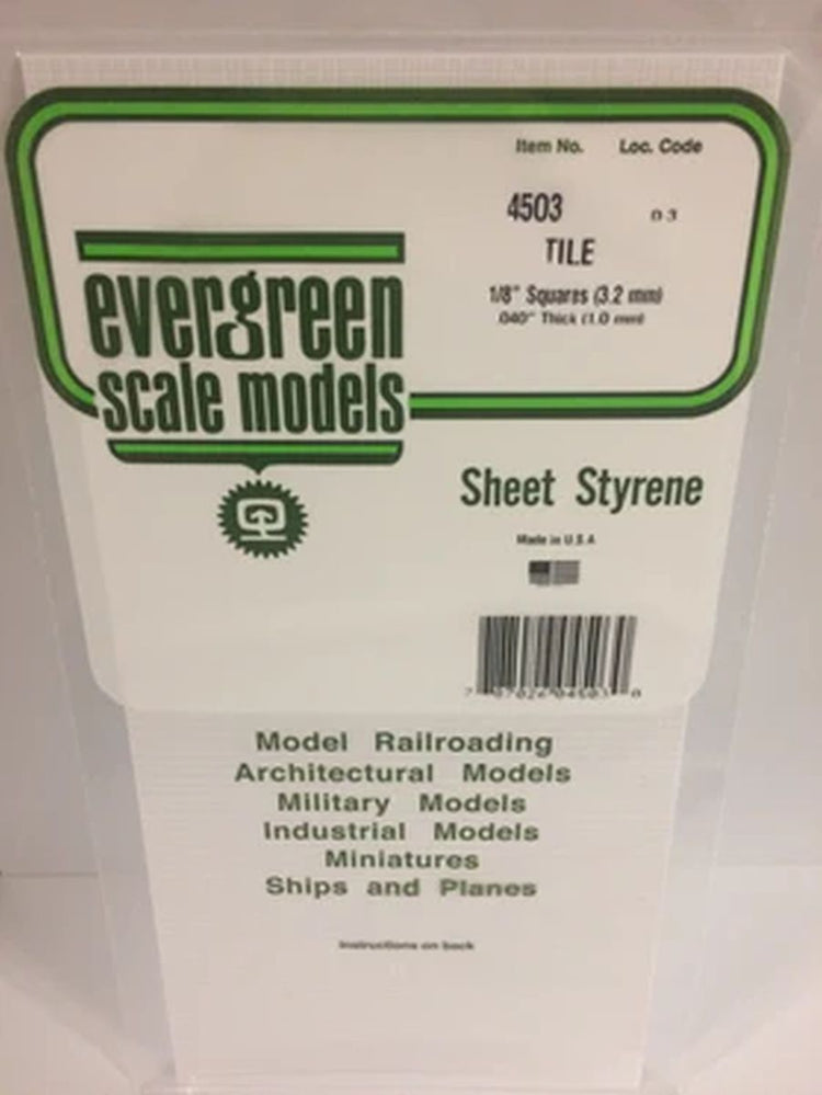 Evergreen Scale Models Square Tile 1/8 x 1/9