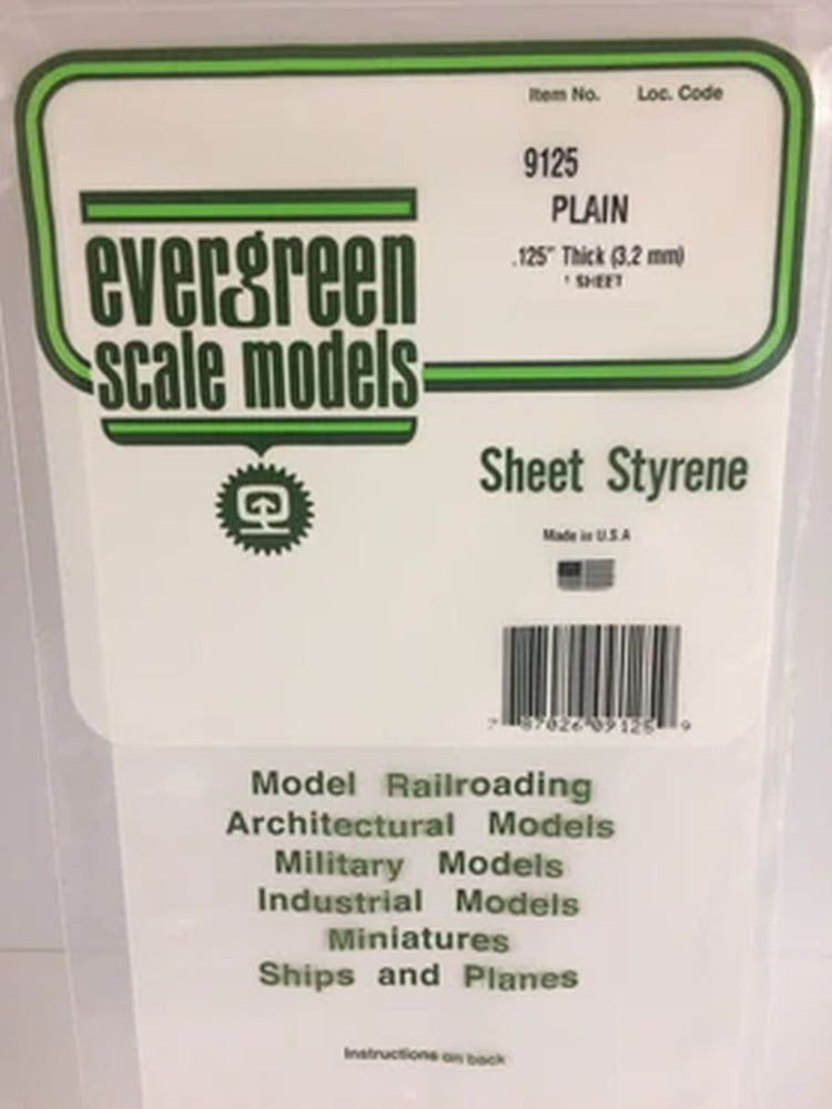 Evergreen Scale Models .125 Plain Sheets 12'x24' 2pc