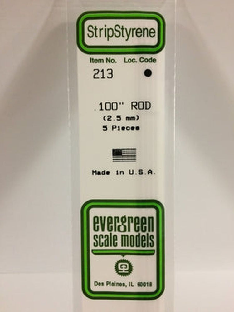 Evergreen Scale Models Round Rod .100" (5)