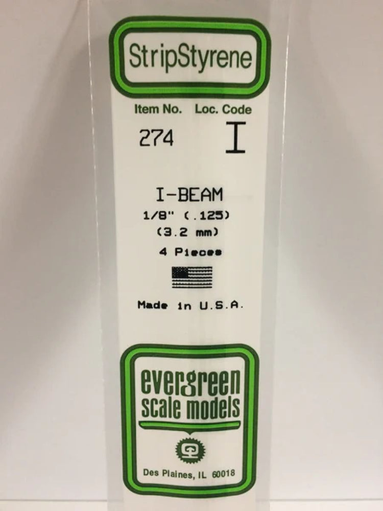 Evergreen Scale Models Polystyrene I-Beam Set (4) (14x0.125")