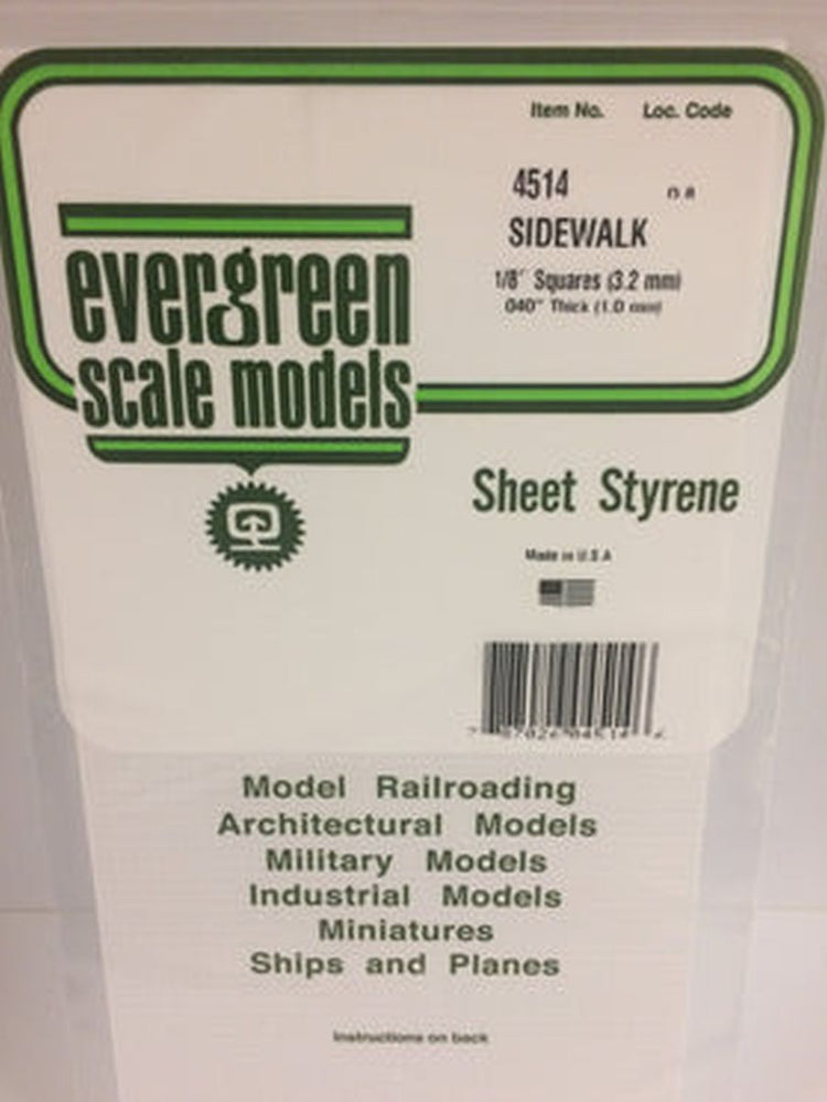 Evergreen Scale Models Polystyrene 1/8" Sidewalk Sheet (6x12x0.04")