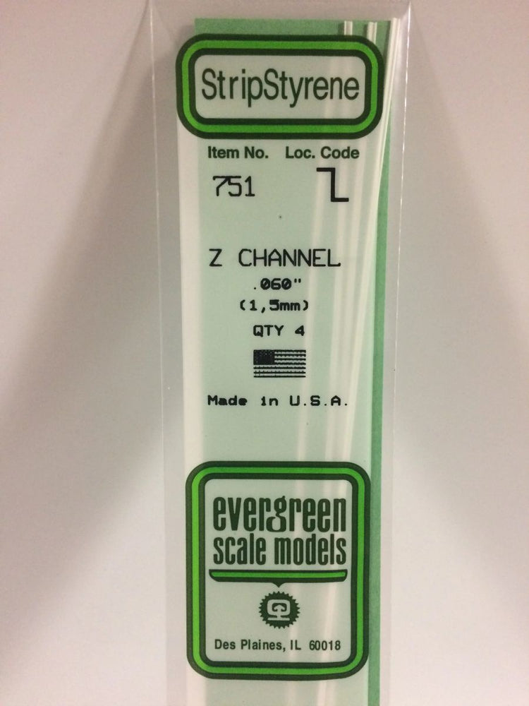 Evergreen Scale Models .060'' Z Channel (4)