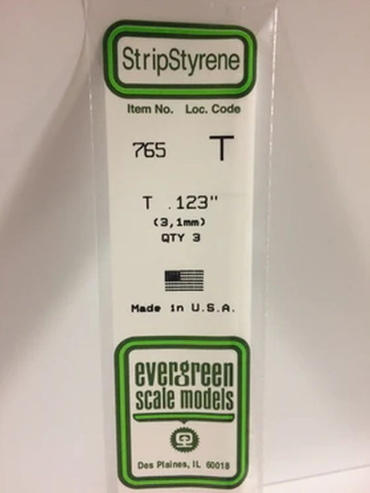Evergreen Scale Models .123 T Channel White Styrene 14" 3Pk