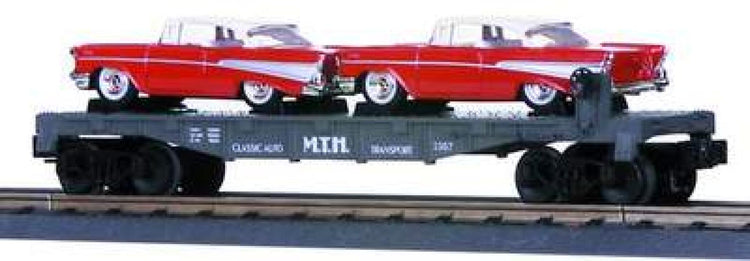 MTH Trains Flatcar w/2 1957 Chevys