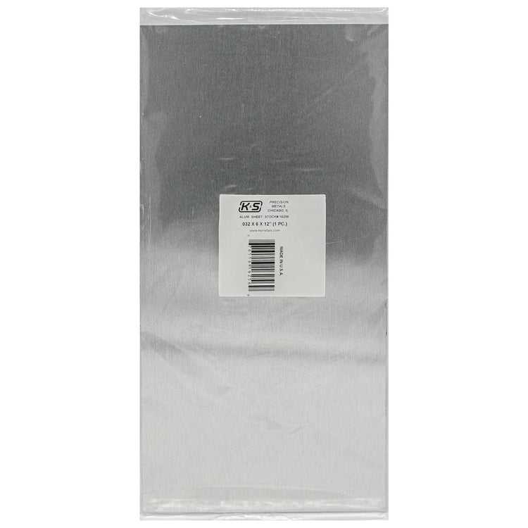 K & S Metals Aluminum Sheet: 0.032" Thick x 6" Wide x 12" Long