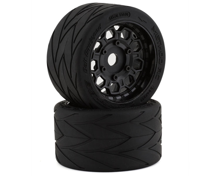 Method RC Velociter Belted Pre-Mount 1/7 On-Road Rear Tires (Black) (2) MTD1401