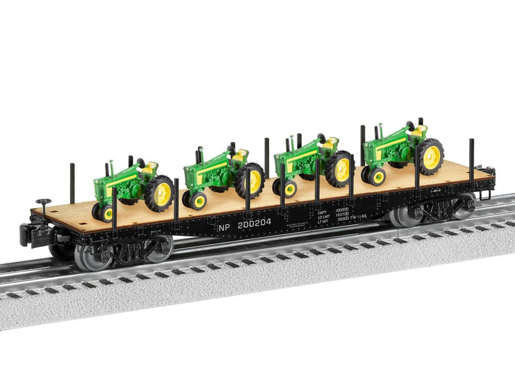 Lionel O NP 40' Flatcar w/ John Deere tractor load