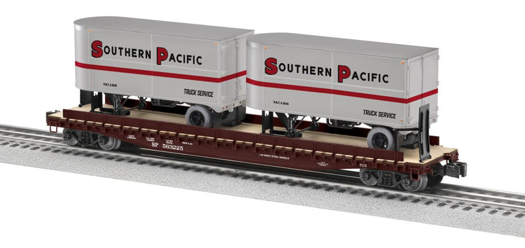 Lionel O SP 50' TOFC Flatcar w/2 20' Trailers