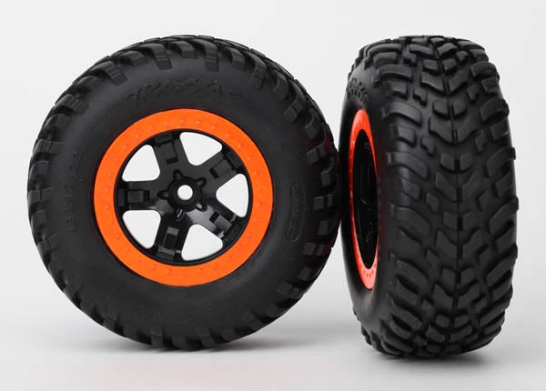 Traxxas SCT Black & Orange Wheels & S1-Compound Tires (2)