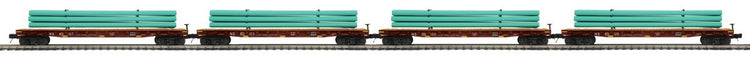 MTH Trains O 60' Flatcar w/Pipe Load 4pk NS MTH2092316