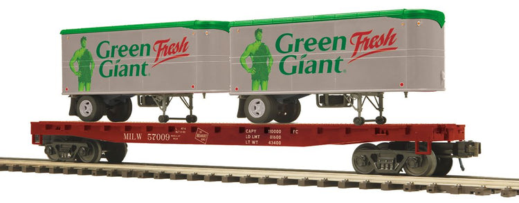 MTH Trains O Flatcar w/Pup Trailers Milw.Rd.