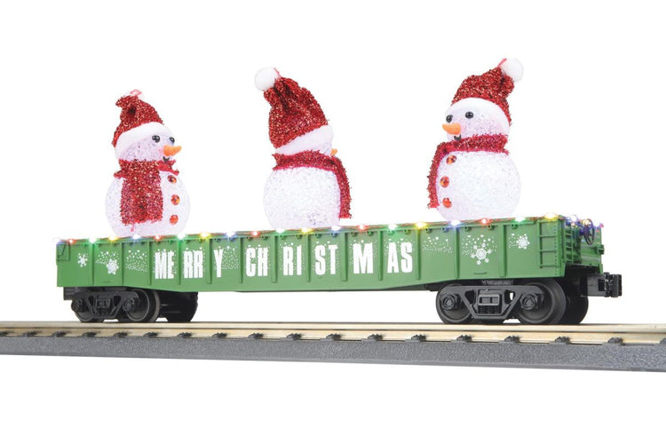 MTH Trains O Christmas Gondola w/Lights - Lighted Snow Men/green