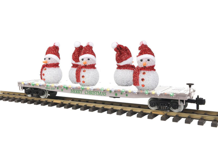 MTH Trains G Christmas Flatcar w/Snowmen - LED's white