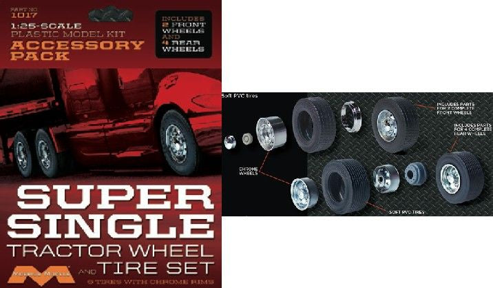 Moebius Model 1/25 Super Single Tractor Wheel & Tire Set (6)