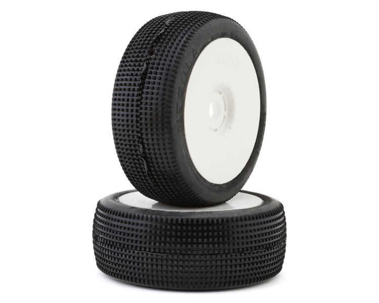 Matrix Nebula 1/8 Pre-Mounted Buggy Tires (White) (2) (Clay Super Soft)