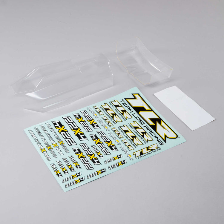 Team Losi Racing Lightweight Body & Wing, Clear: 22X-4