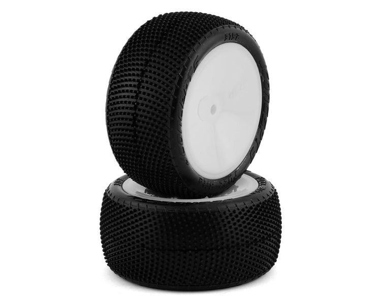 J Concepts Fuzz Bite LP 2.2" Pre-Mounted Rear Buggy Carpet Tires (White) (2)