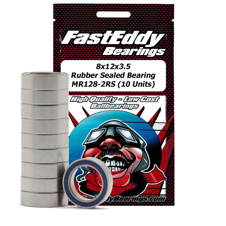 Fast Eddy Bearings 8x12x3.5 Rubber Sealed Bearing MR128-2RS-10 Units