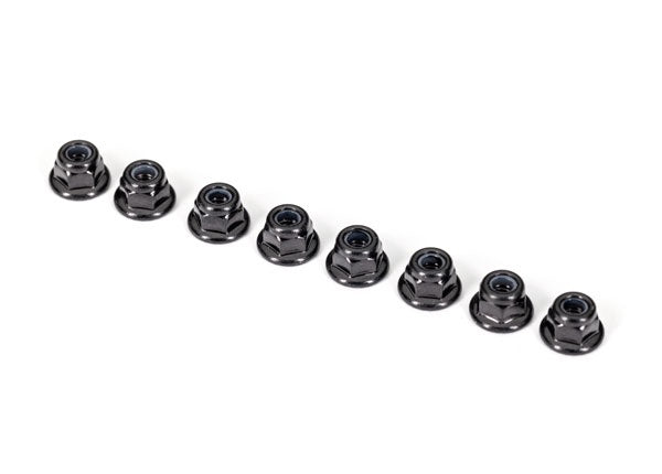 Traxxas 3 mm Flanged Nylon Black Locking Nuts (8)