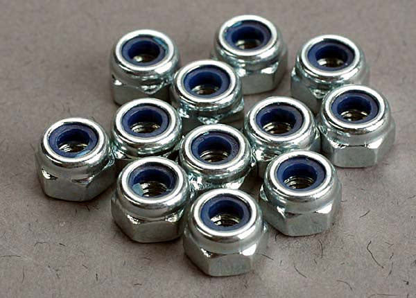 Traxxas 3 mm Flanged Nylon Chrome Locking Nuts (12)