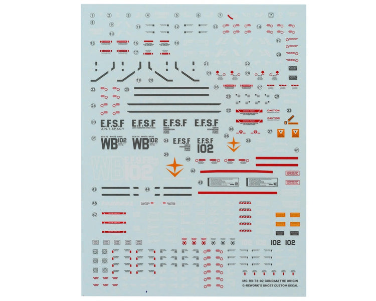 GUNPRIMER G-Rework MG RX-78-02 Gundam Waterslide Decal Sheet