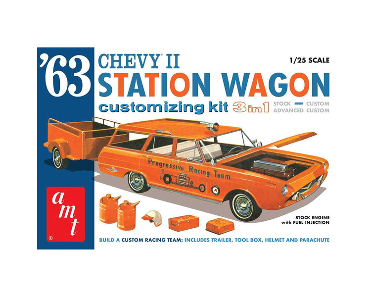 AMT By Round 2 1963 Chevy II Station Wagon with Trailer