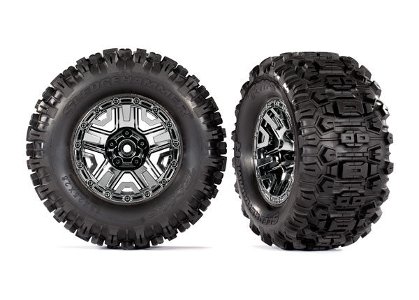 Traxxas 2.8" Black Chrome Wheels & Sledgehammer Tires (2)