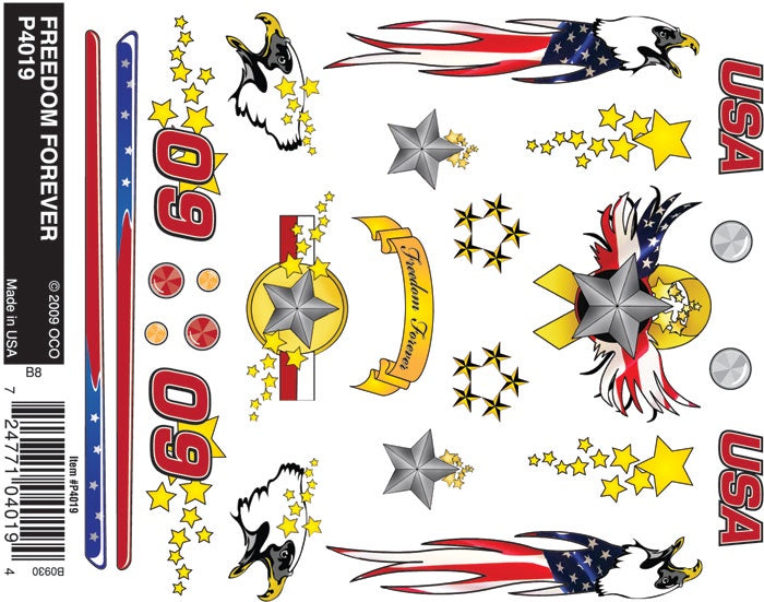PineCar Dry Transfer Decals, Freedom Forever