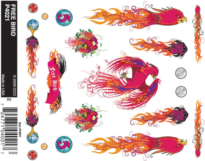 PineCar Dry Transfer Decals, Free Bird