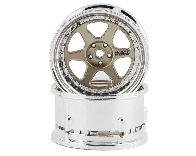DS Racing Drift Element 6 Spoke Drift Wheels (Gold & Chrome) (2) DSC-DE-215