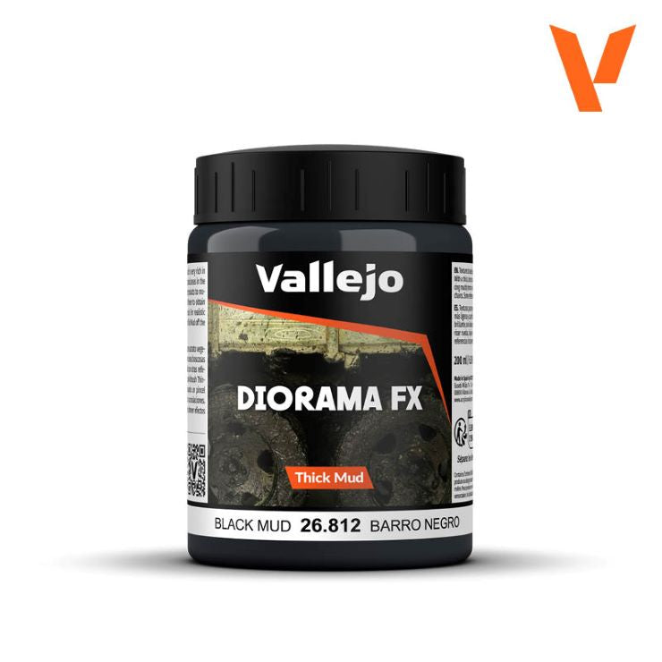 Vallejo 200ml Bottle Black Thick Mud Diorama FX 26812