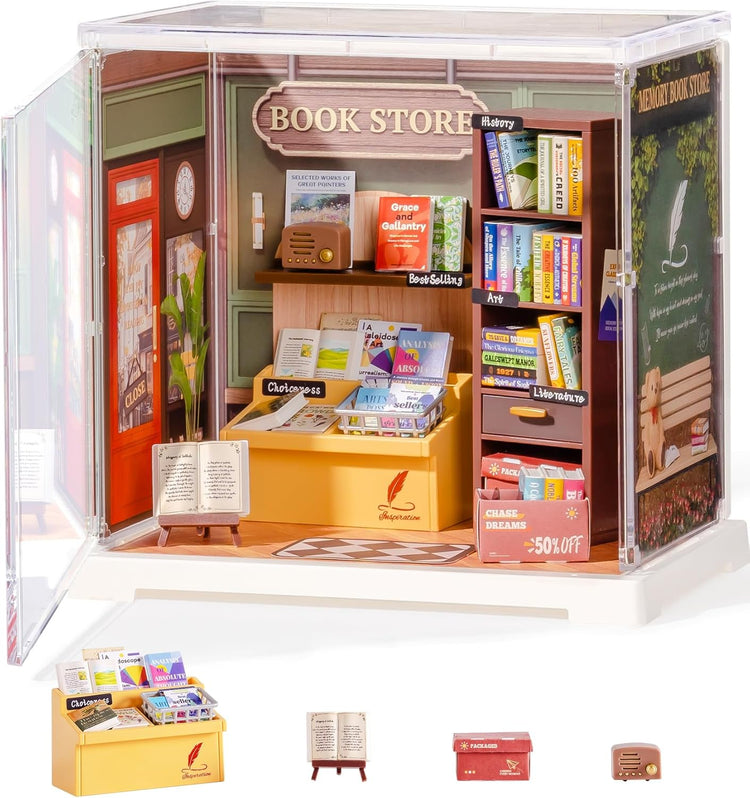 Robotime Memory Book Store, DIY Miniature House