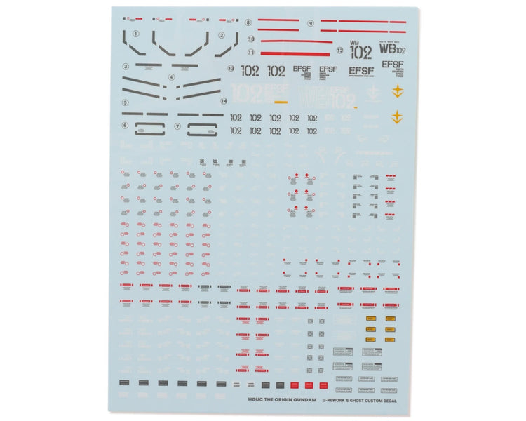 GUNPRIMER G-Rework HG RX-78-02 "The Origin" Gundam Waterslide Decal Sheet