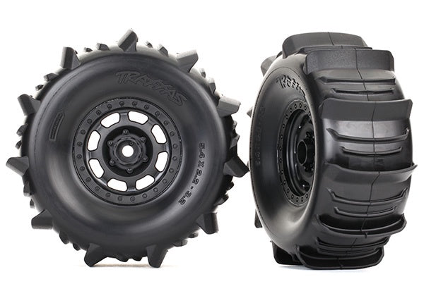 Traxxas Desert Racer Black Wheels w/ Paddle Tires (2)