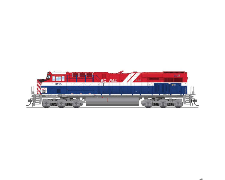 Broadway HO GE ES44AC Locomotive, CN #3115 BC Rail Heritage Paint