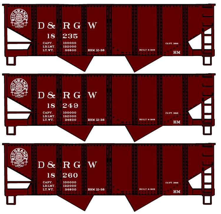 Accurail Ho Usra Hopper D&Rgw 3#Set