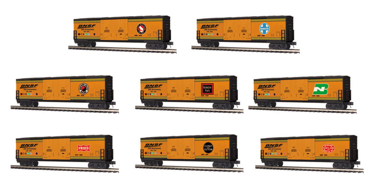 MTH Trains O 50+//0- Double Plug Door Boxcar 8pk BNSF-25th Anniversary