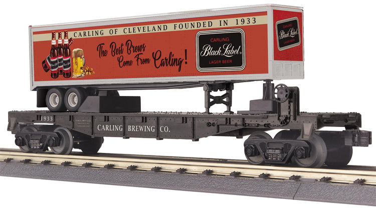 MTH Trains O Flatcar w/40' Trailer Carling Black Label