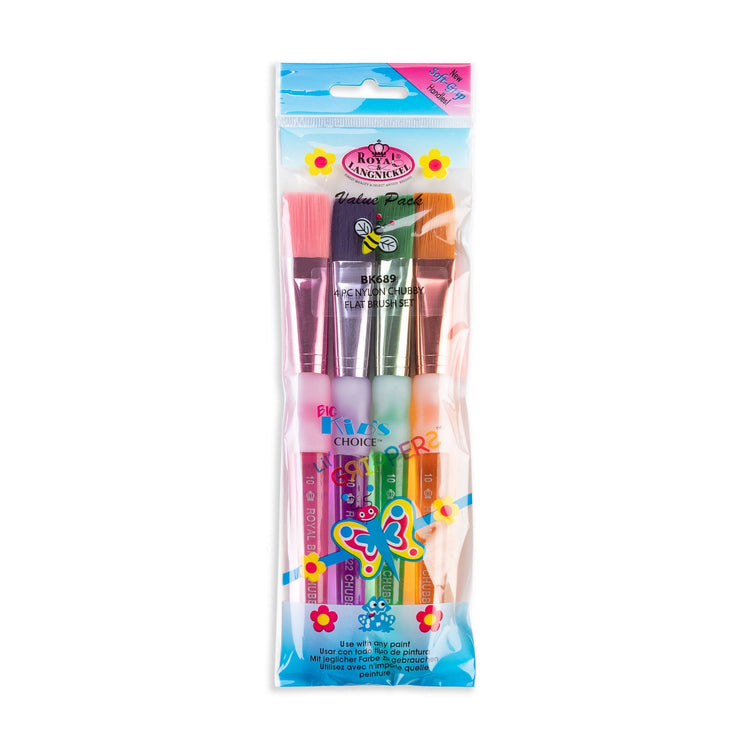Royal Brush BK 4 pc Nylon Chubby Flat Set