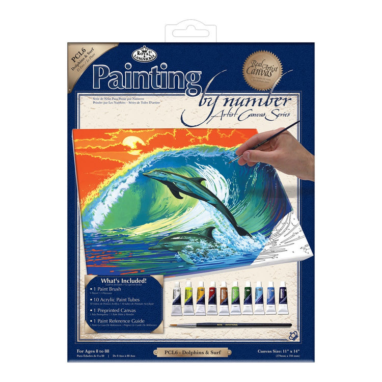 Royal Brush Dolphins & Surf PBN LG Canvas