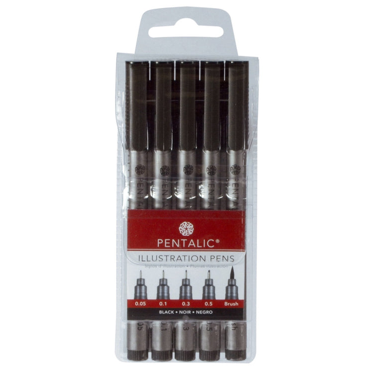 Royal Brush 5 PC Black Perm Ink Pen Set