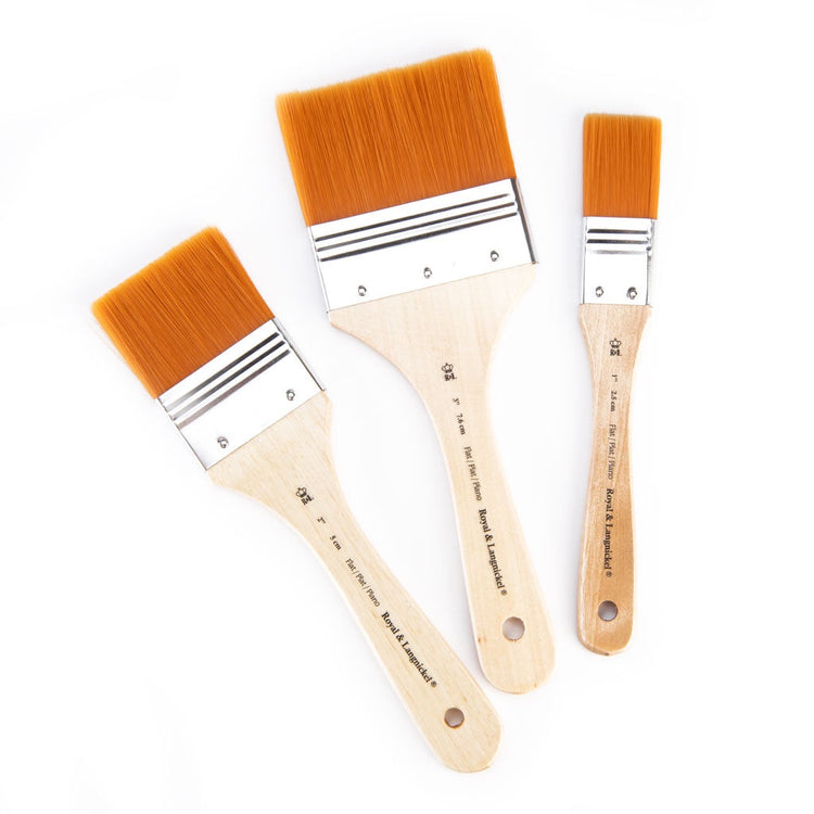 Royal Brush 3 pc Gold Taklon Flat Brush Se