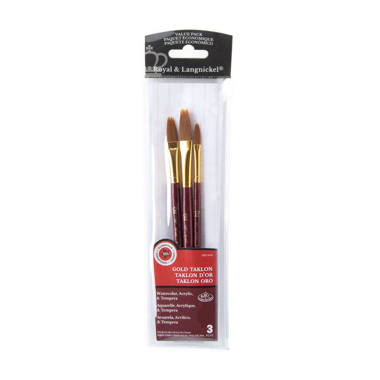 Royal Brush 3 pc Gold Taklon Filbert Comb